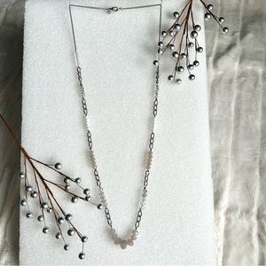 ✨LOFT Silver Tone Chain and faceted grey, white & clear beads. Goes w/anything!✨